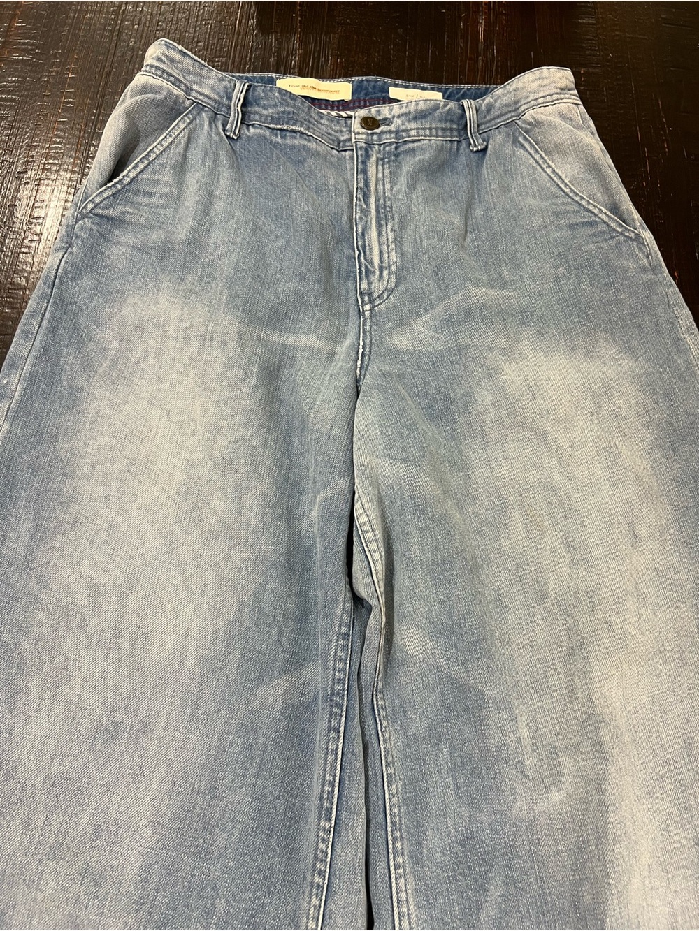 Pilcro And The Letterpress Wide Leg Crop Bleach Hem Jeans Size 31 - Picture 14 of 16